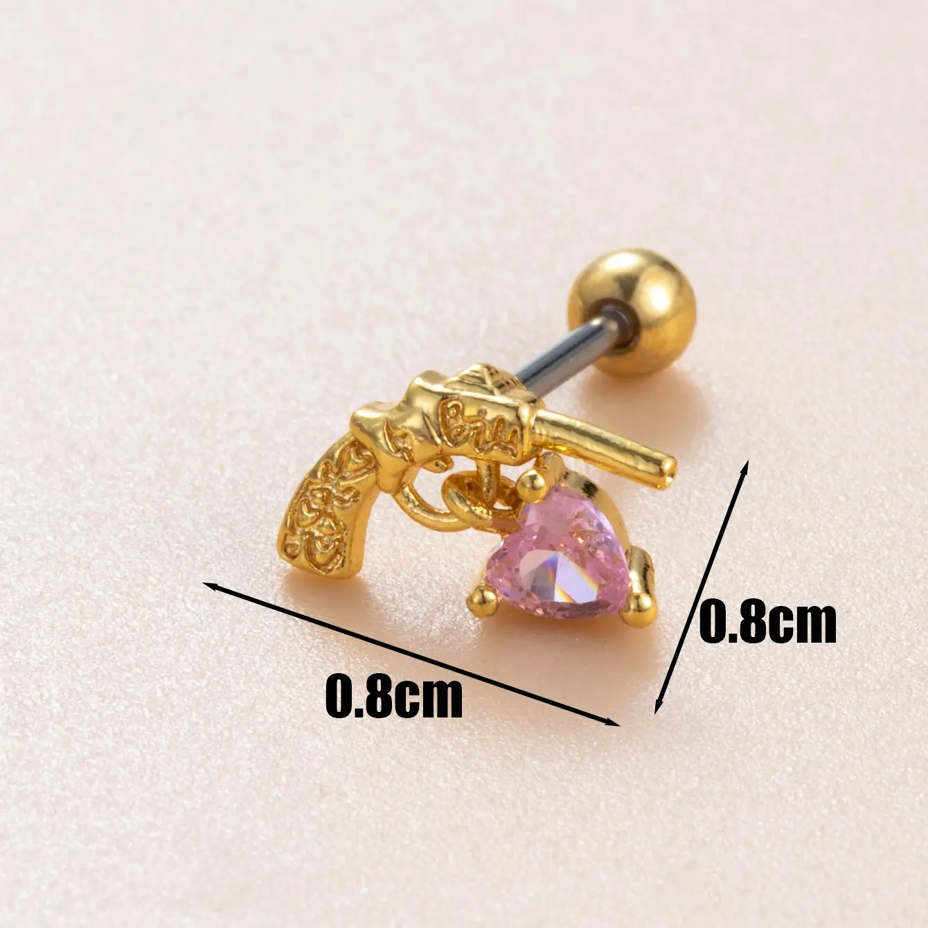 1 Piece Simple Series  Heart Copper   Gold Color Zircon Women's Stud Earrings h5 